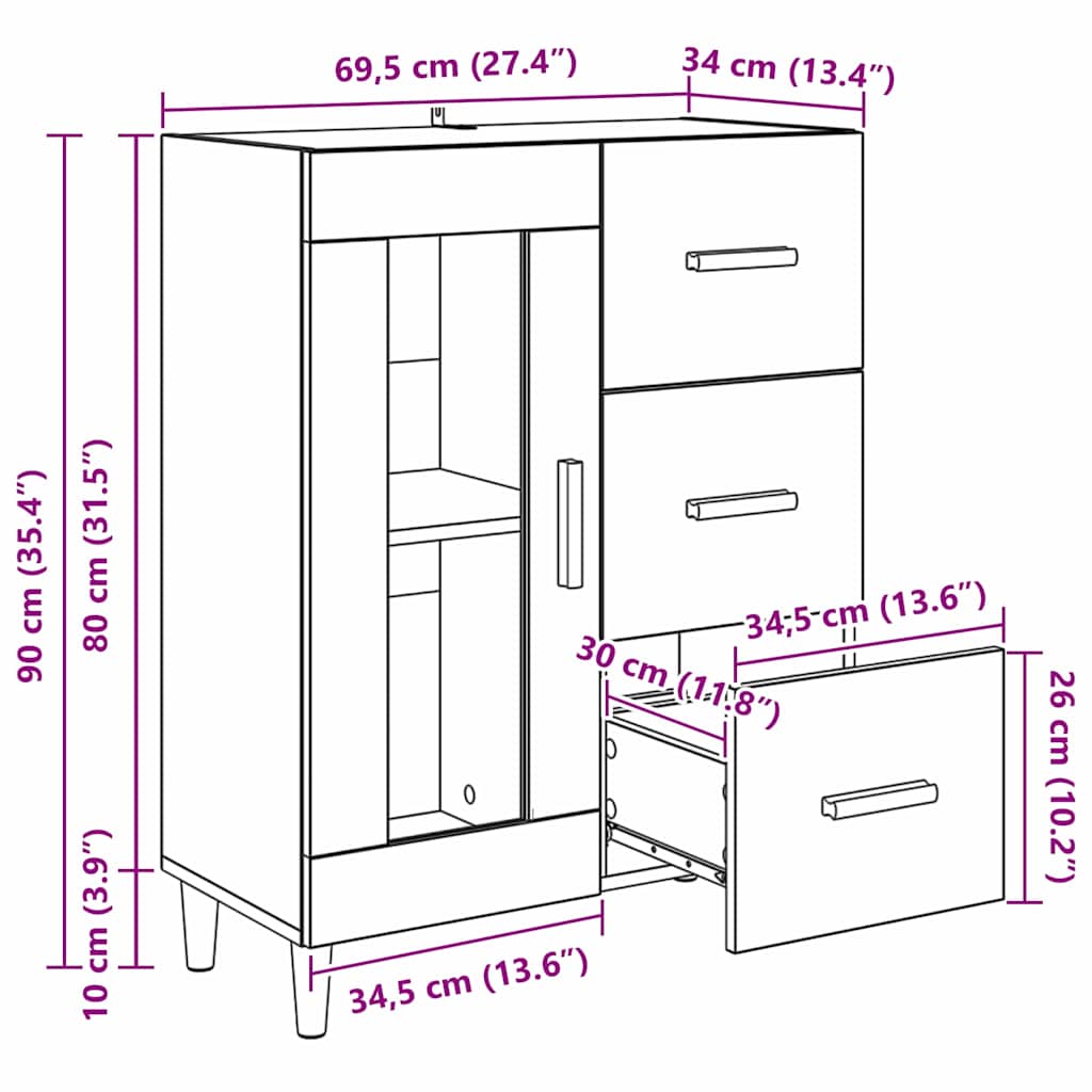 Kreveta Staro drvo 69,5 x 34 x 90 cm Konstruirano drvo