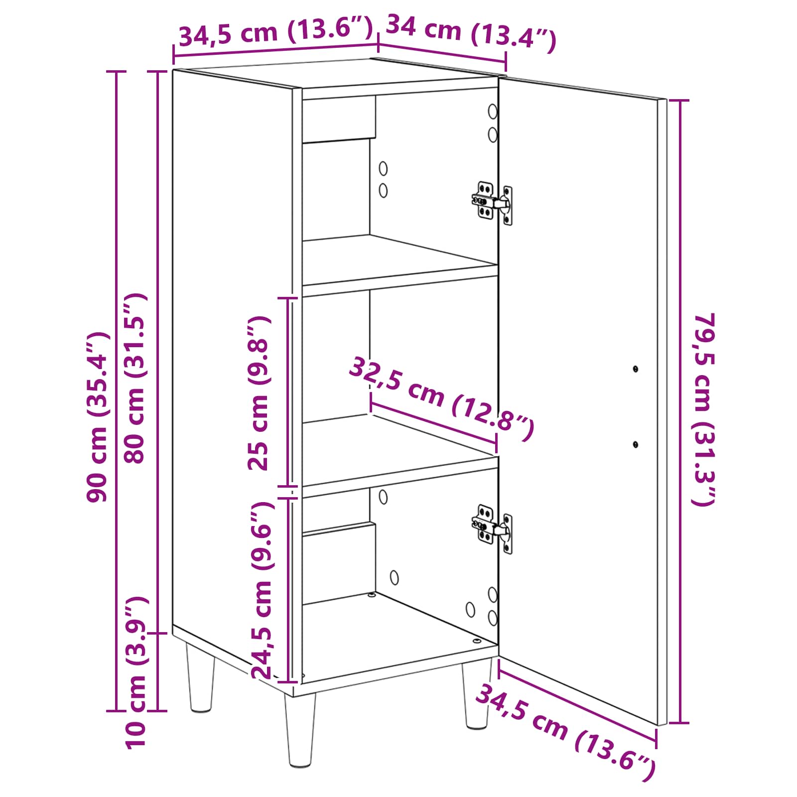 Kreveta Zidne Crni hrast 34,5 x 34 x 90 cm Konstruirano drvo
