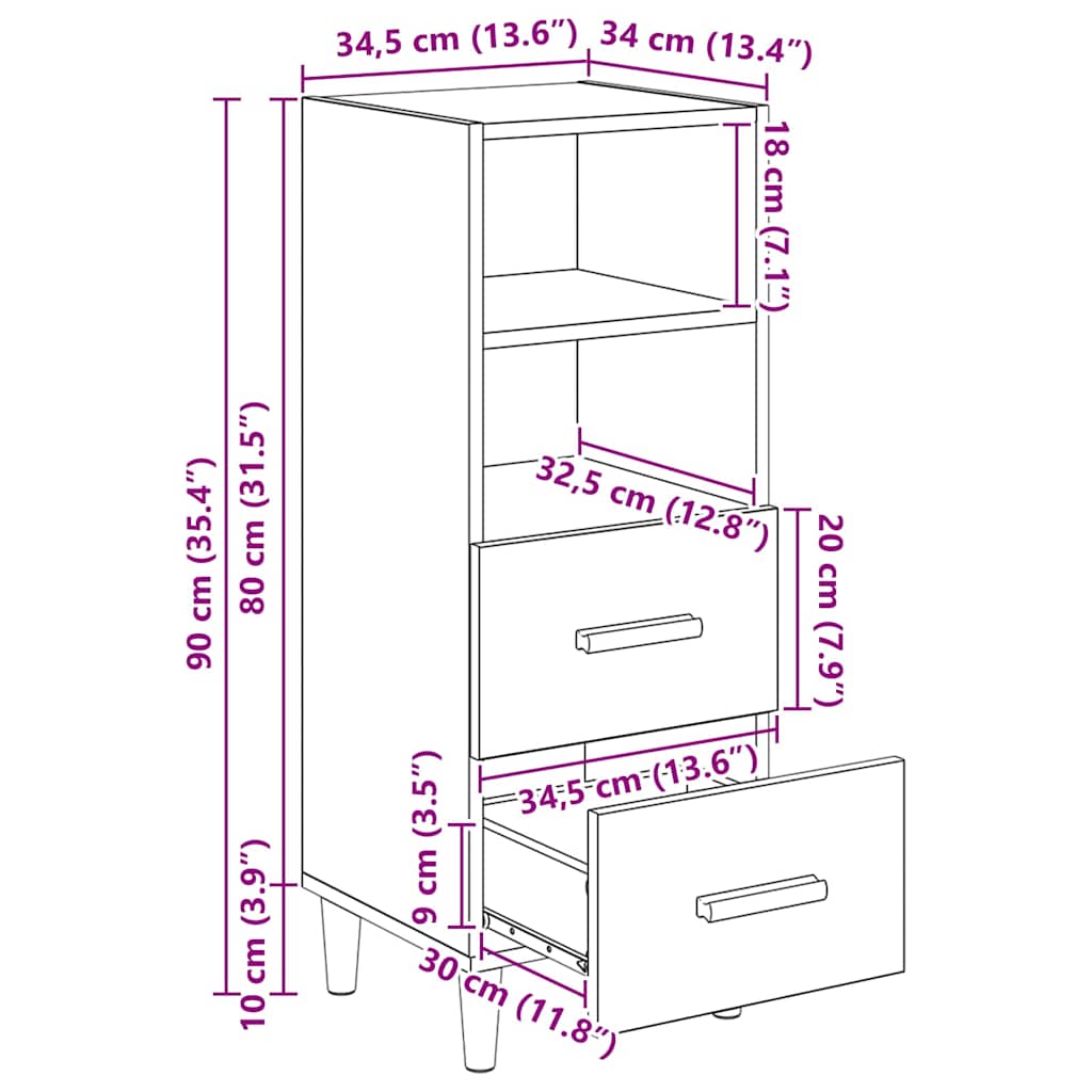 Kreveta Crni hrast 34 x 34.5 x 90 cm Konstruirano drvo