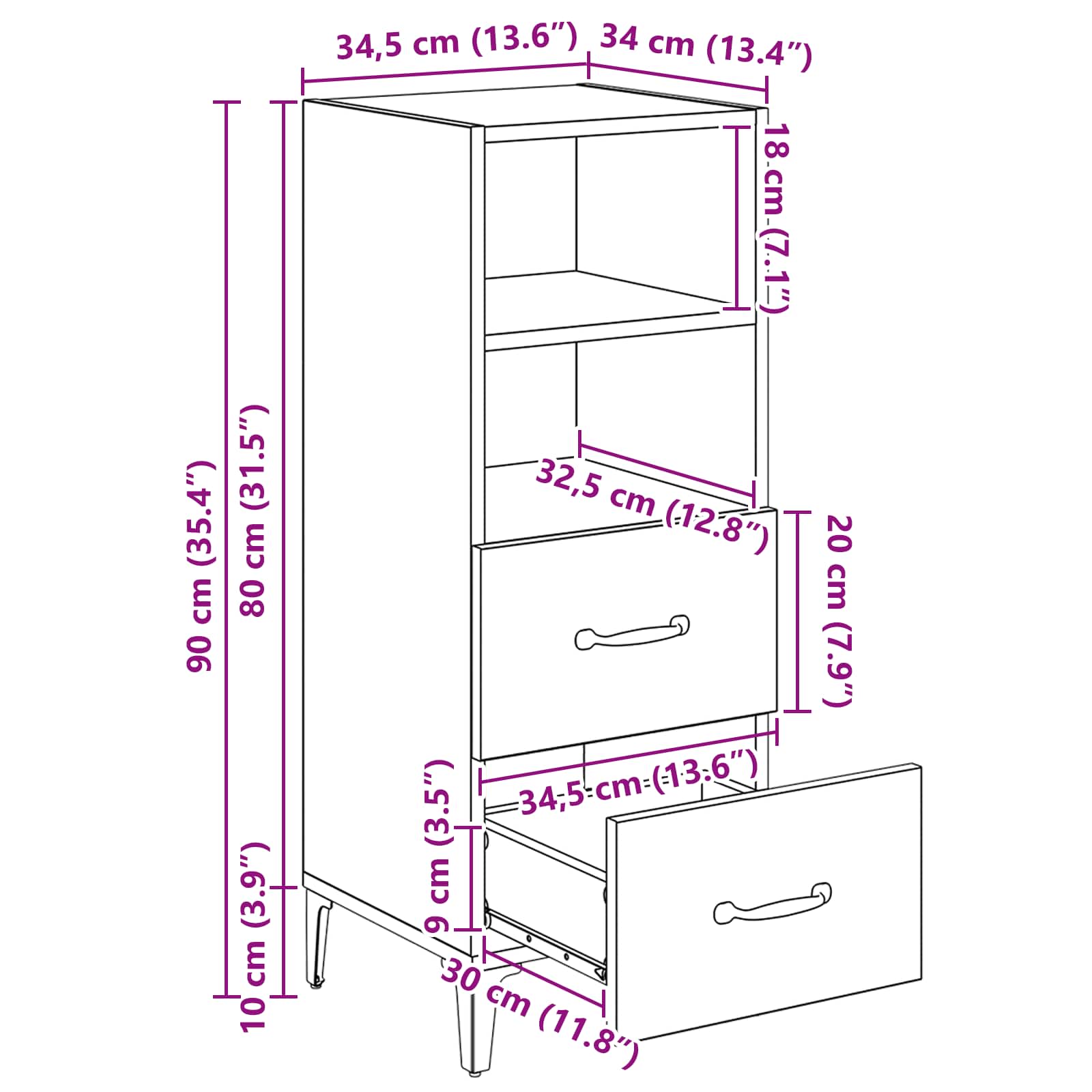 Kreveta Crni hrast 34 x 34.5 x 90 cm Konstruirano drvo