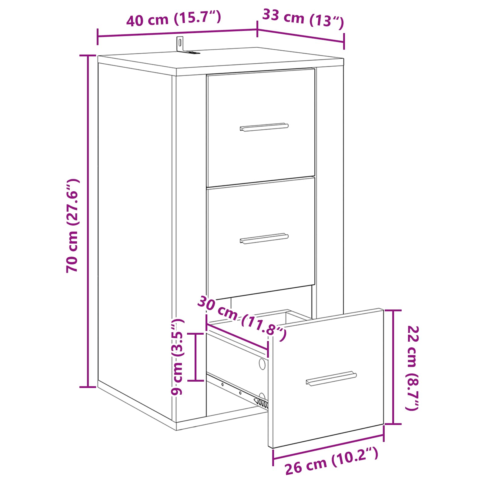 Kreveta s ladicama Crni hrast 40 x 33 x 70 cm Konstruirano drvo