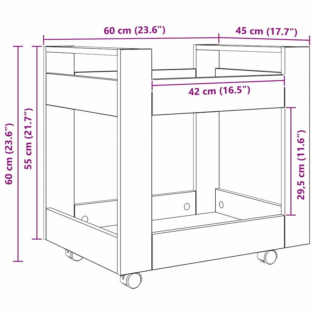 Kolica za stol Umjetnički hrast 60 x 45 x 60 cm