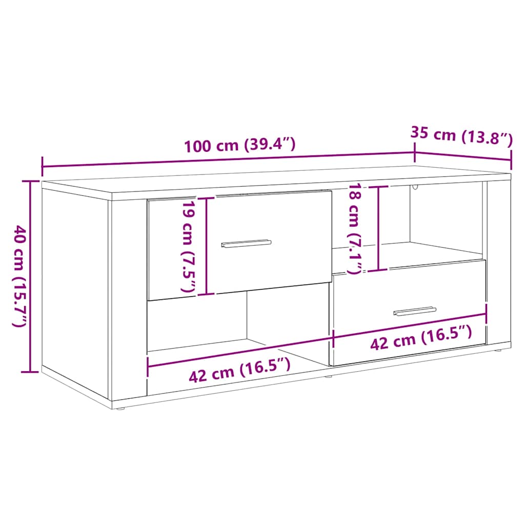 TV ormar Staro drvo 100 x 35 x 40 cm Konstruirano drvo