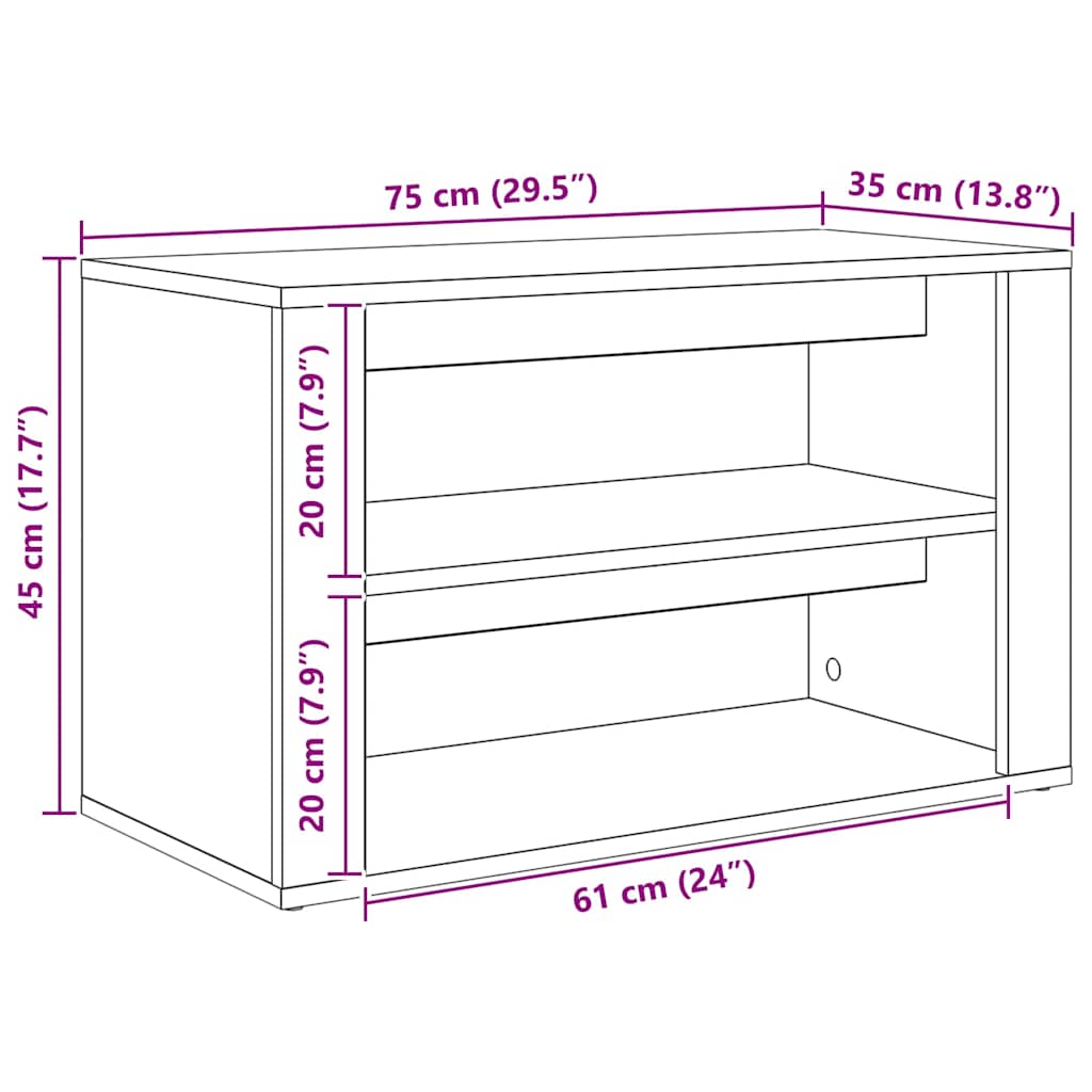 Polica za cipele Staro drvo 75 x 35 x 45 cm Konstruirano drvo