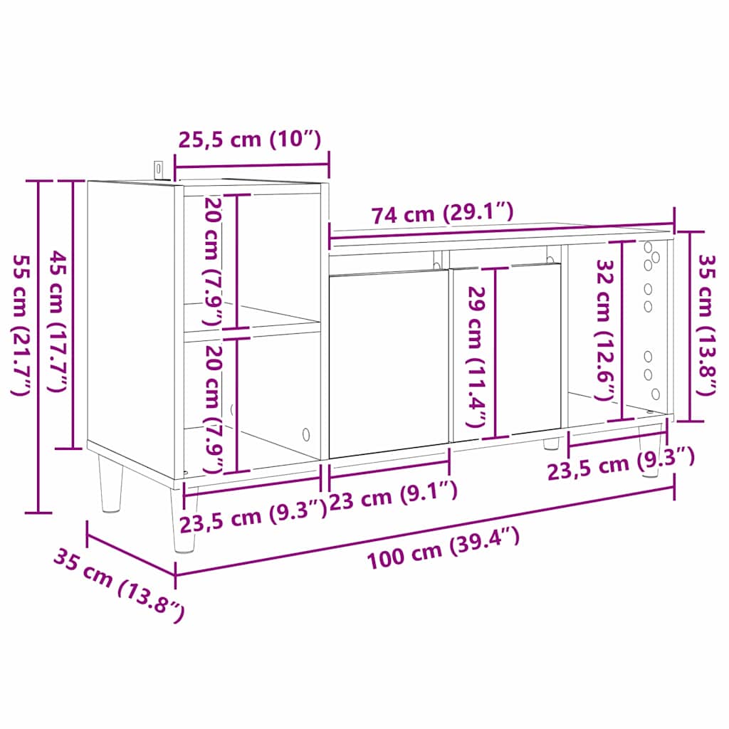 TV ormar Staro drvo 100 x 35 x 55 cm Konstruirano drvo
