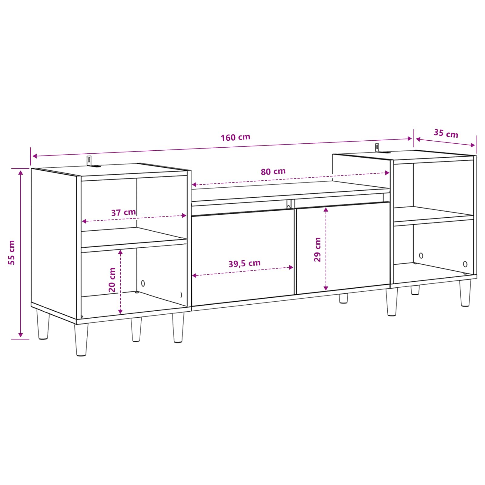TV ormar Crni hrast 160 x 35 x 55 cm Konstruirano drvo