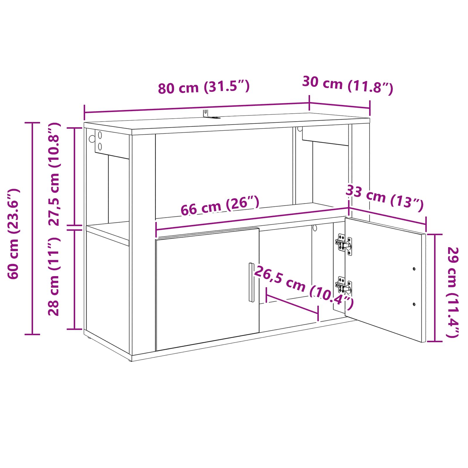 Kreveta Crni hrast 80 x 30 x 60 cm Konstruirano drvo