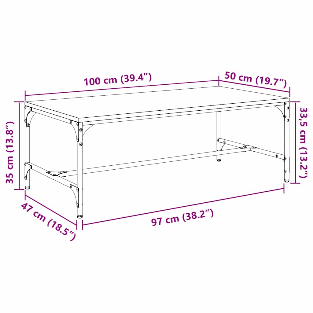 Kava Stol Staro drvo 100 x 50 x 35 cm Konstruirano drvo
