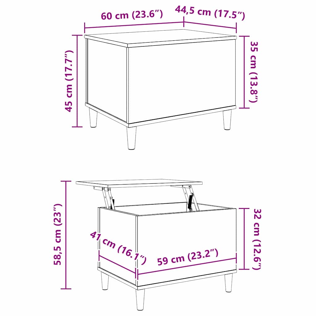 Noćni ormar Staro drvo 60 x 44,5 x 45 cm Konstruirano drvo