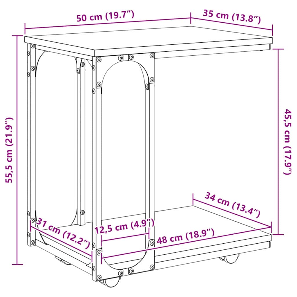 Bocni stol Crni hrast 50 x 35 x 55.5 cm Konstruirano drvo