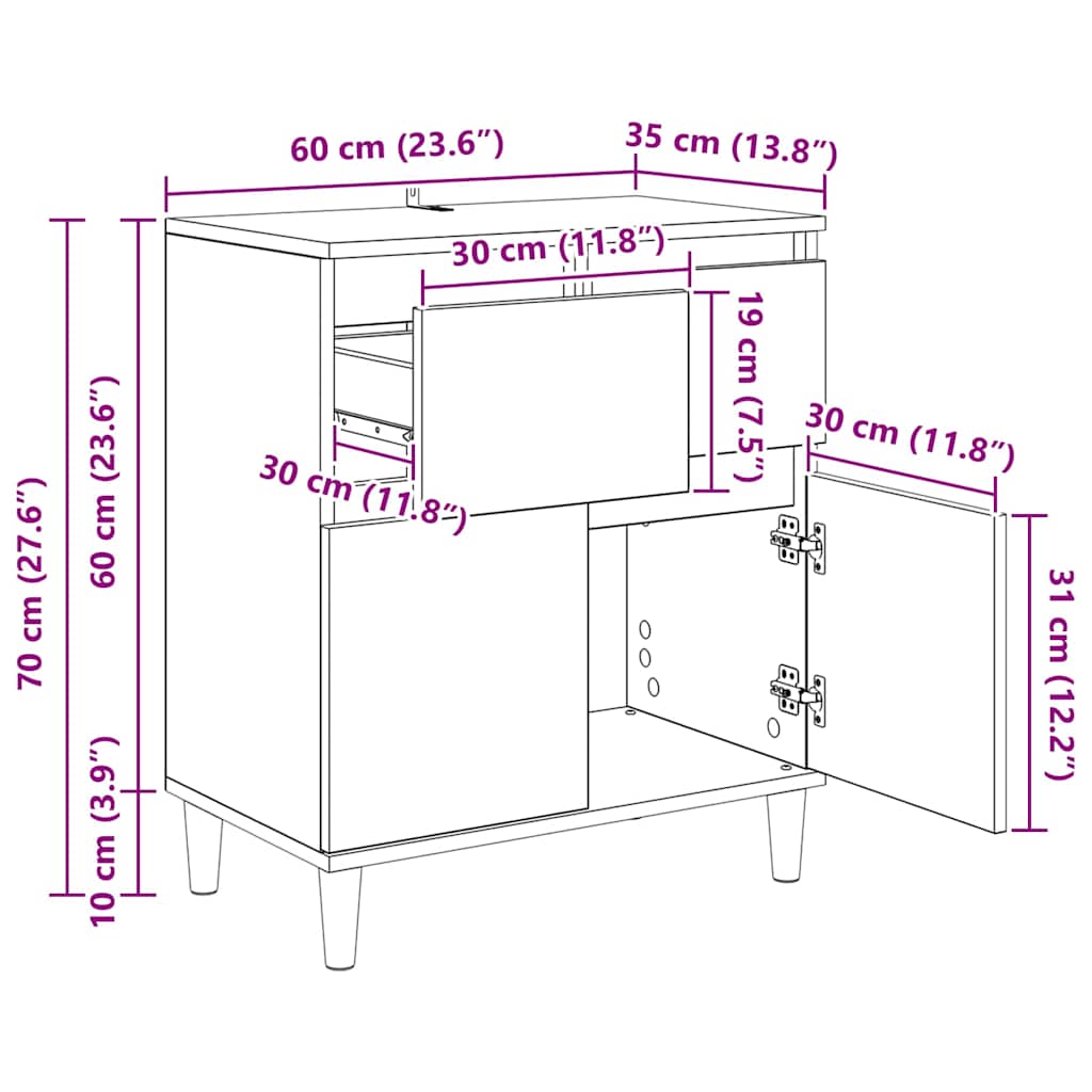 Kreveta s ladicama Staro drvo 60 x 35 x 70 cm Konstruirano drvo