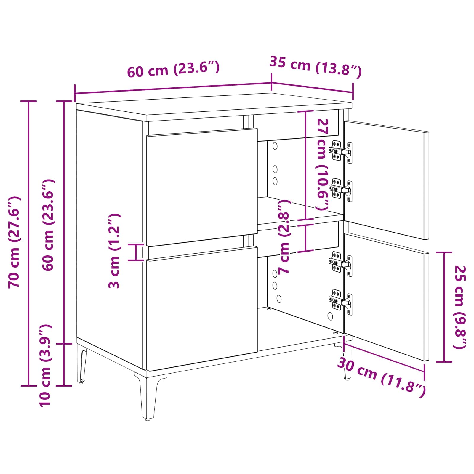 Kreveta Crni hrast 60 x 35 x 70 cm Obrađeno drvo i čelik