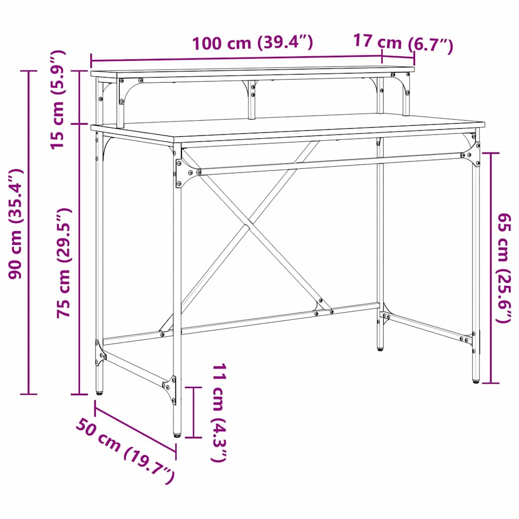 Stol Umjetnički hrast 100 x 50 x 90 cm Konstruirano drvo