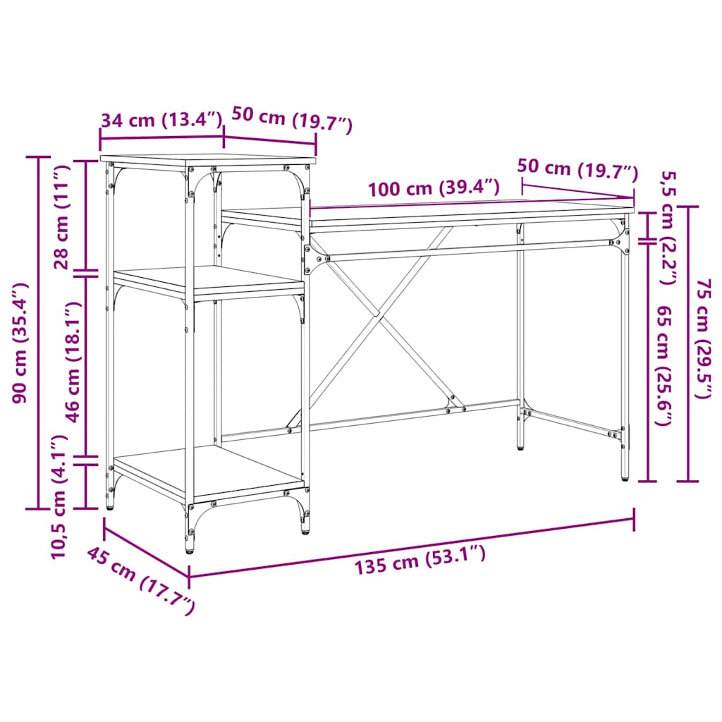 Stol Staro drvo 135 x 50 x 90 cm Konstruirano drvo