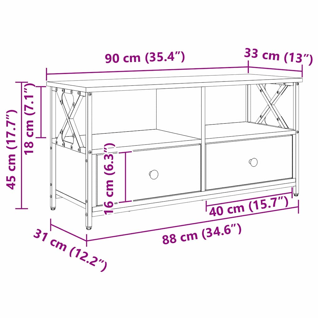 TV ormar Crni hrast 90 x 33 x 45 cm Inženjerska drva i čelik