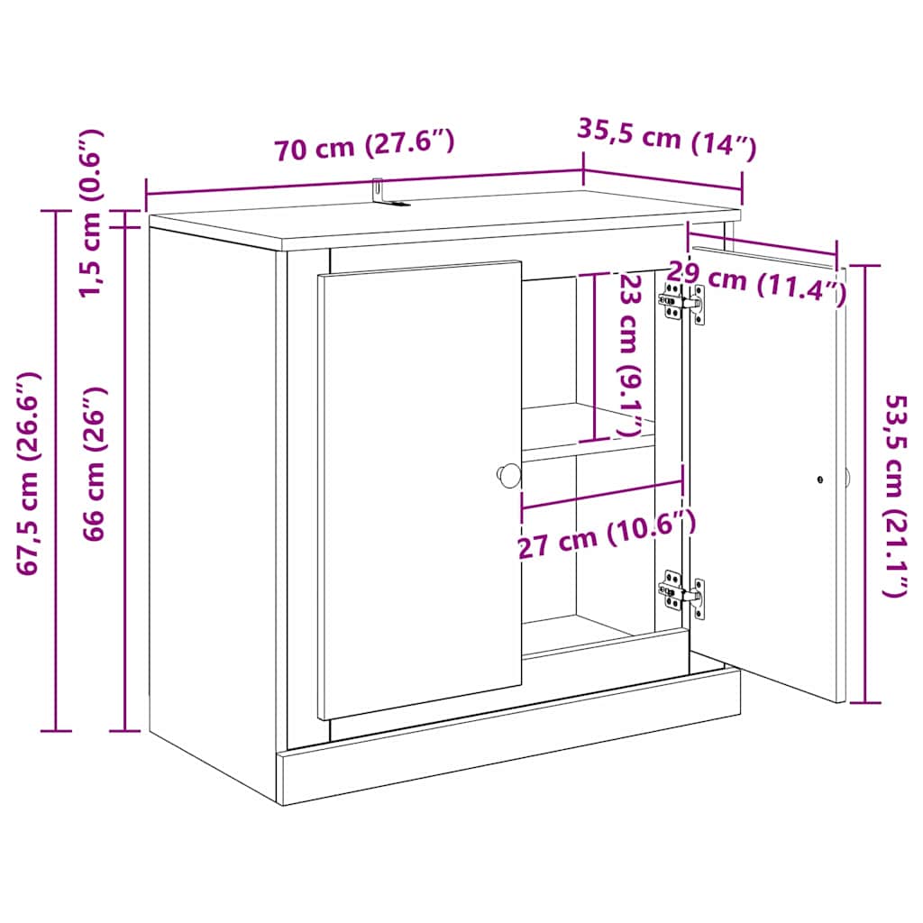 Kreveta Crni hrast 70 x 35,5 x 67,5 cm Konstruirano drvo