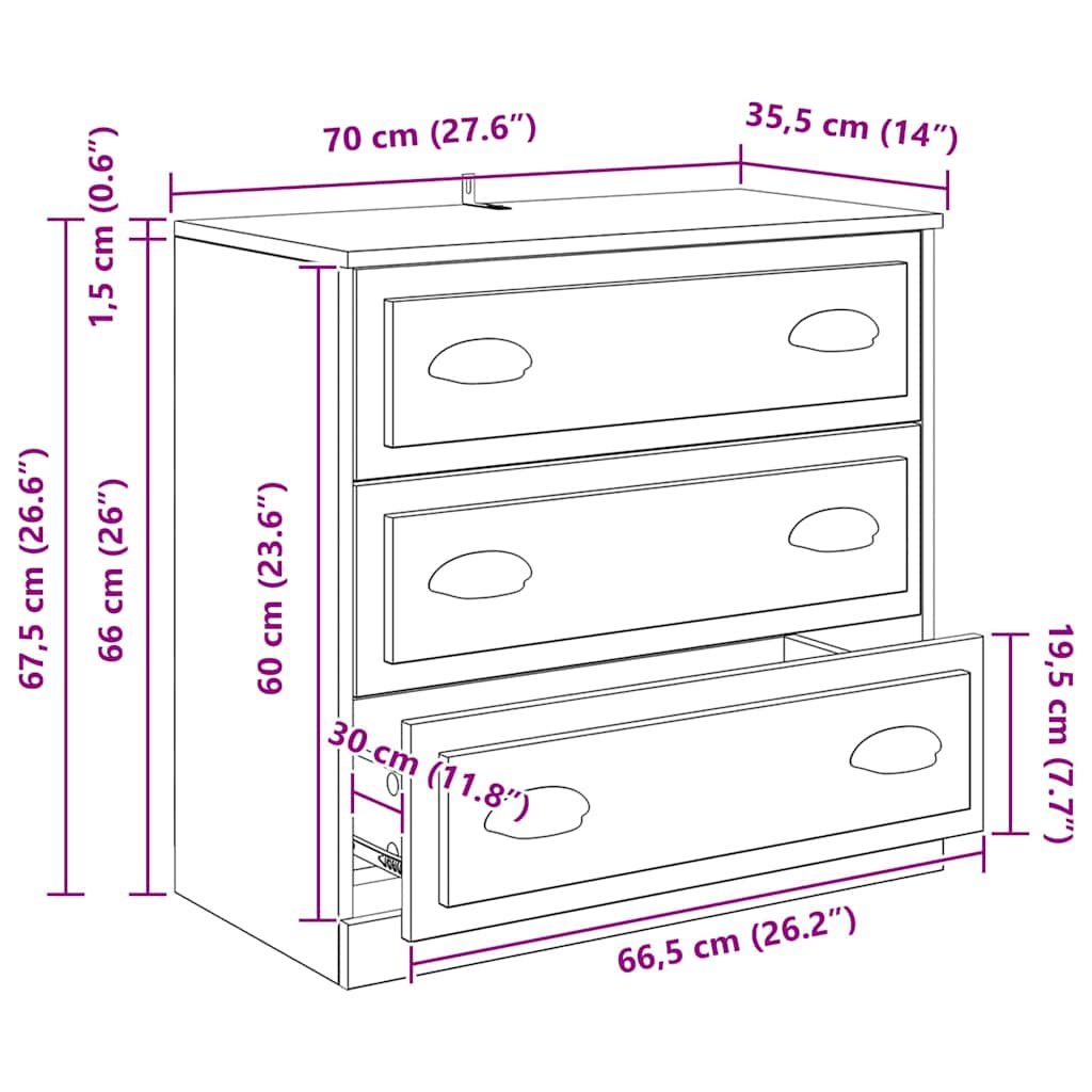 Kreveta Umjetnički hrast 70 x 35,5 x 67,5 cm Konstruirano drvo
