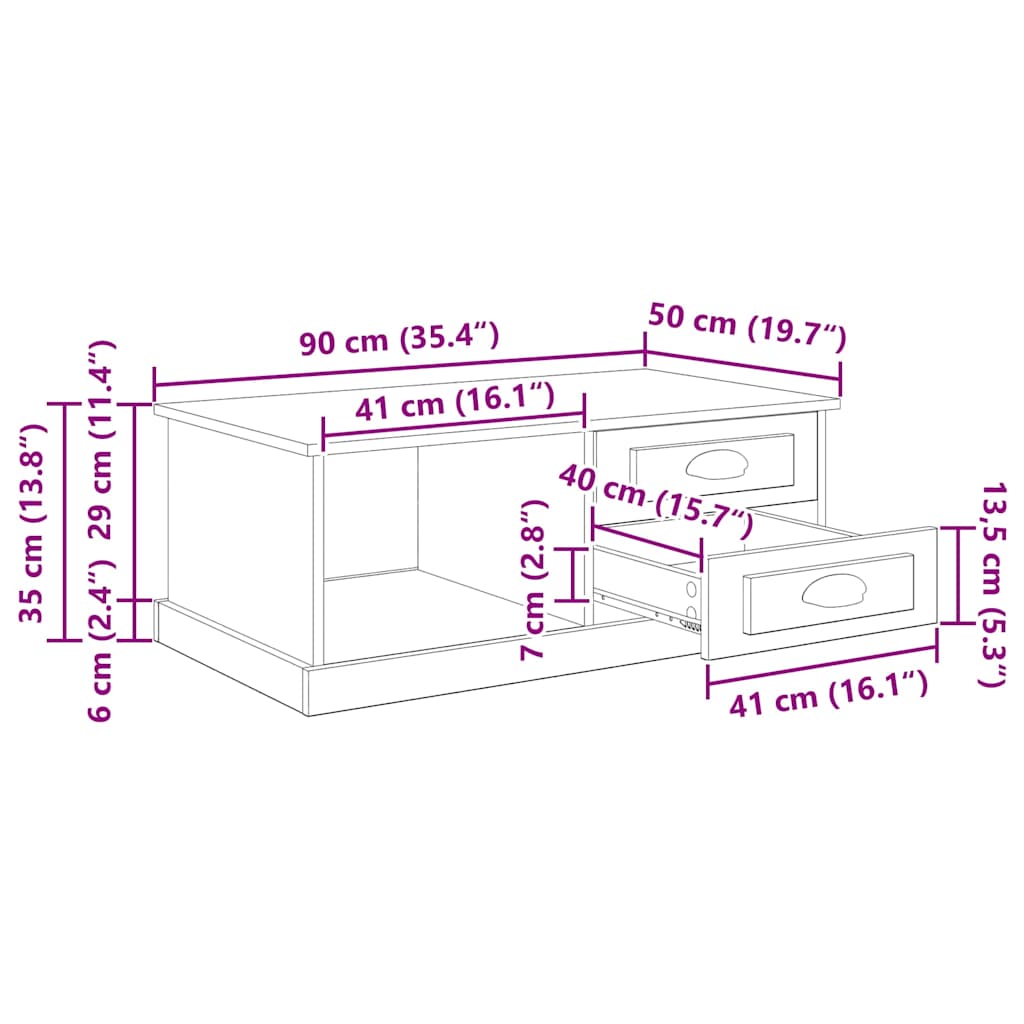 Kava Stol Staro drvo 90 x 50 x 35 cm Konstruirano drvo