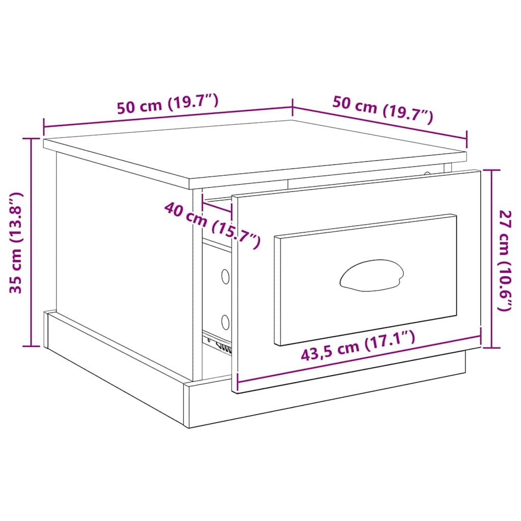 Kava Stol Staro drvo 50 x 50 x 35 cm Konstruirano drvo
