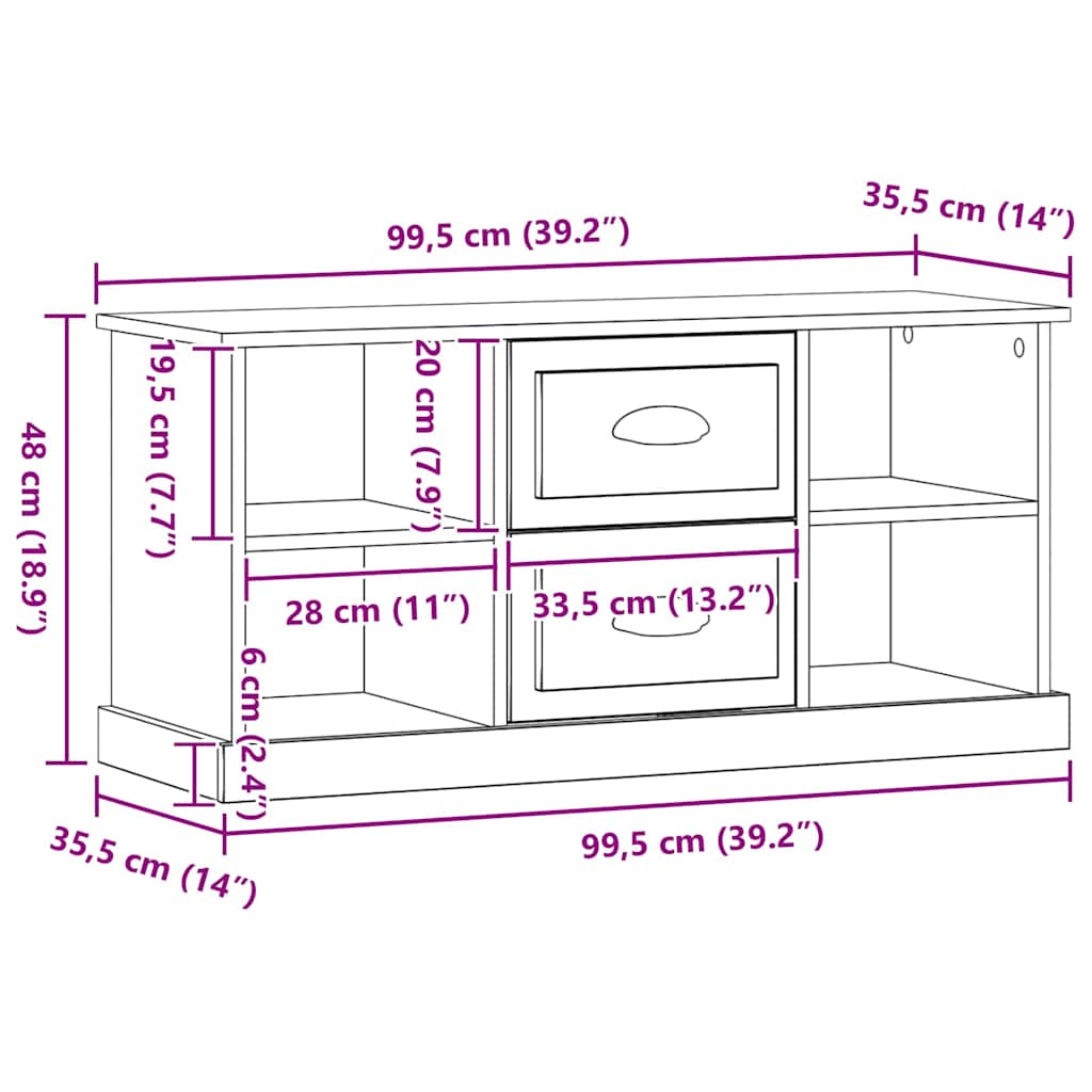 TV ormar Crni hrast 99,5 x 35,5 x 48 cm Konstruirano drvo
