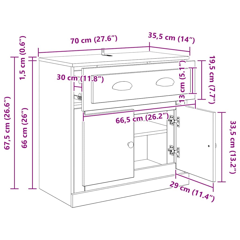 Highboard s ladicama Umjetnički hrast 70 x 35,5 x 67,5 cm