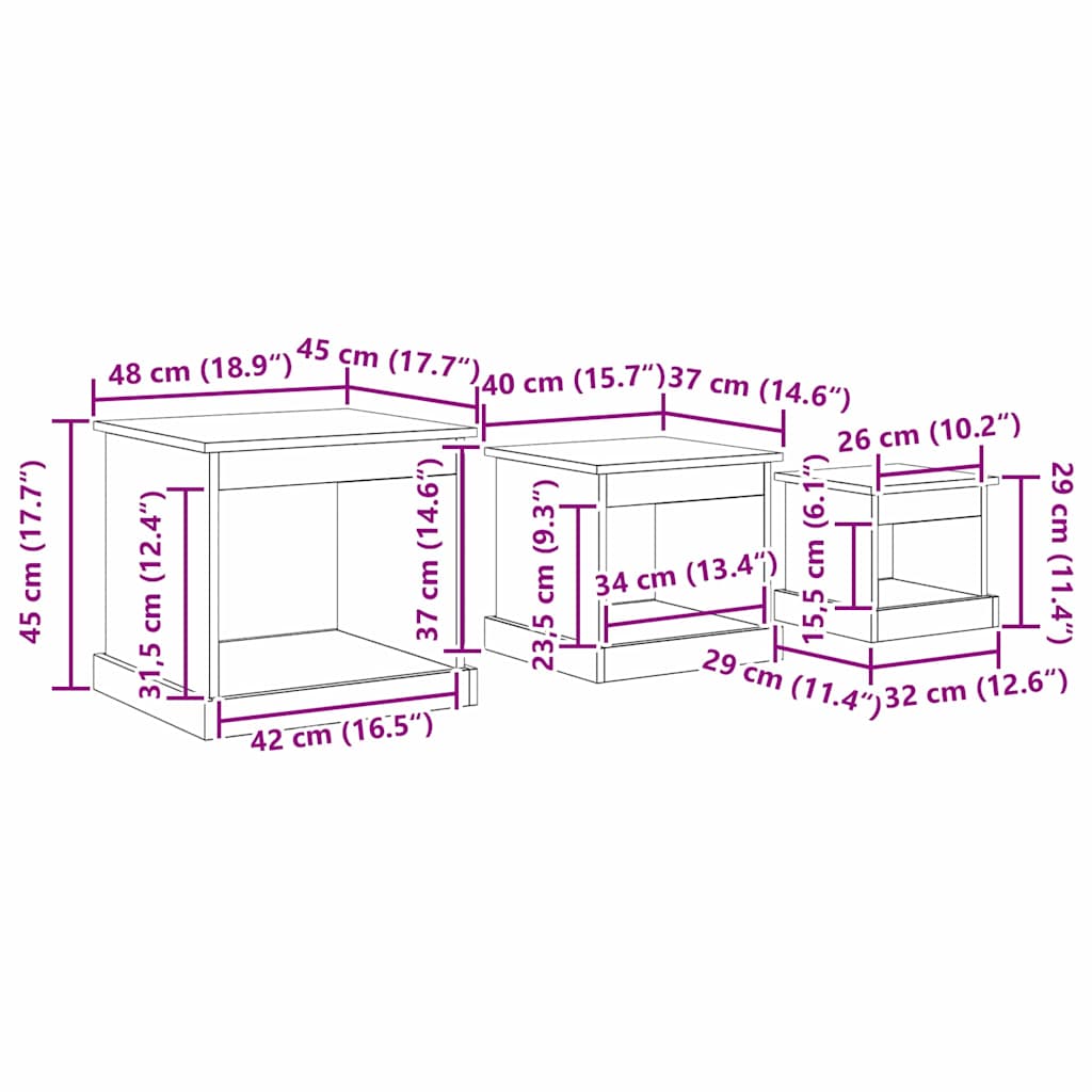 Kava Stol 3 pcs Crni hrast Konstruirano drvo