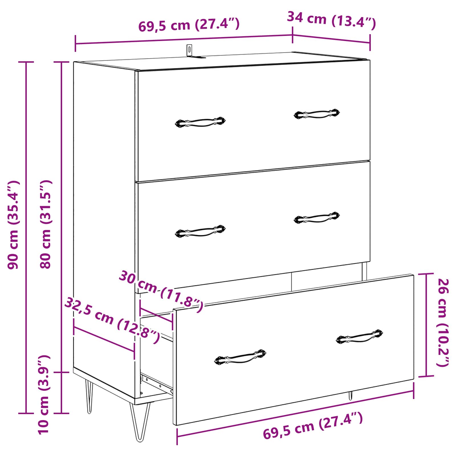 Kreveta Crni hrast 69,5 x 34 x 90 cm Obrađeno drvo i čelik