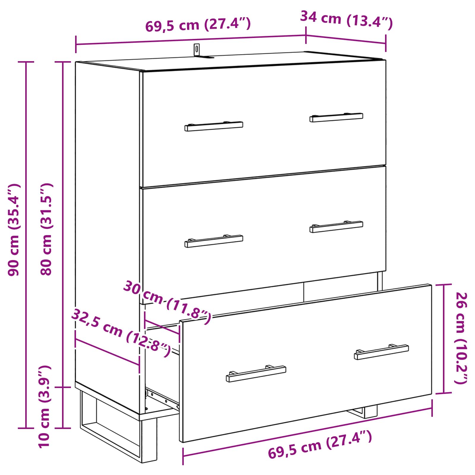 Kreveta s ladicama Umjetnički hrast 69,5 x 34 x 90 cm