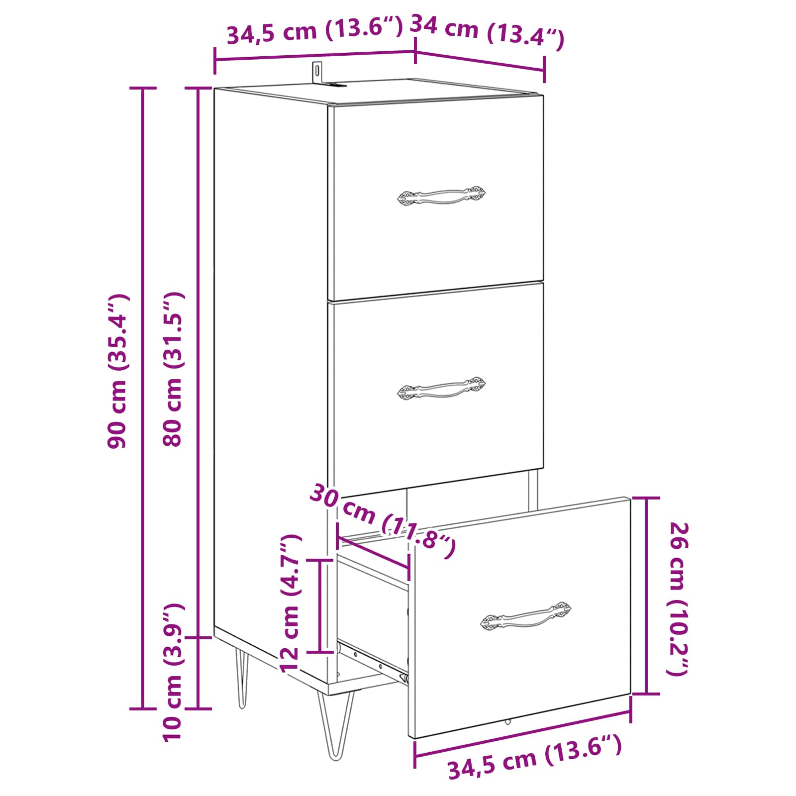 Kreveta Crni hrast 34 x 34.5 x 90 cm Konstruirano drvo