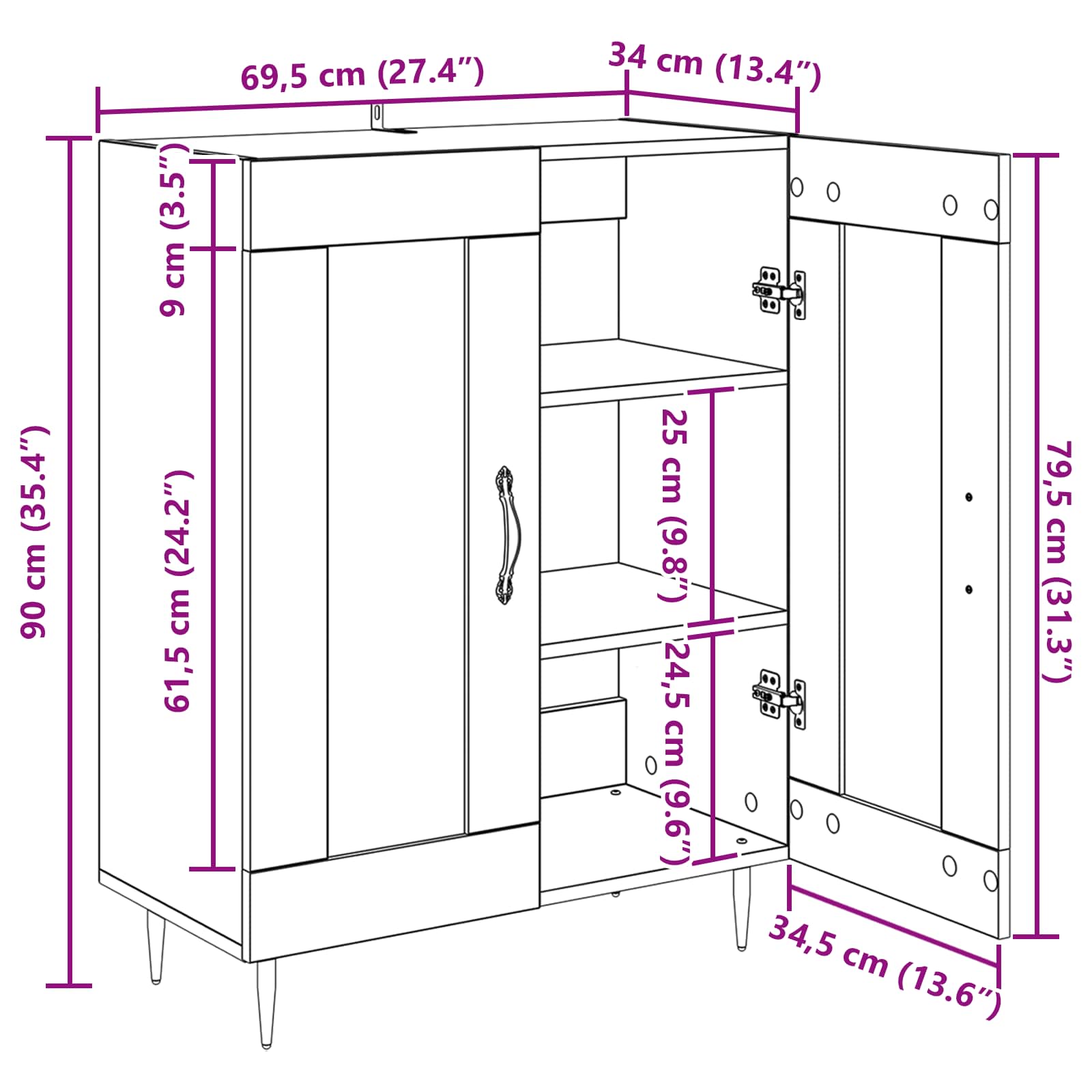 Kreveta Crni hrast 69,5 x 34 x 90 cm Konstruirano drvo