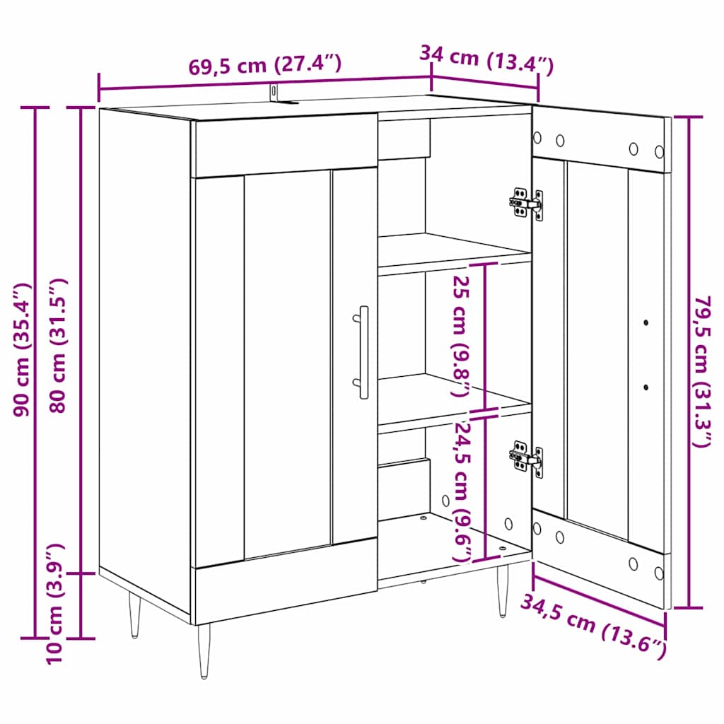 Kreveta Crni hrast 69,5 x 34 x 90 cm Obrađeno drvo i čelik