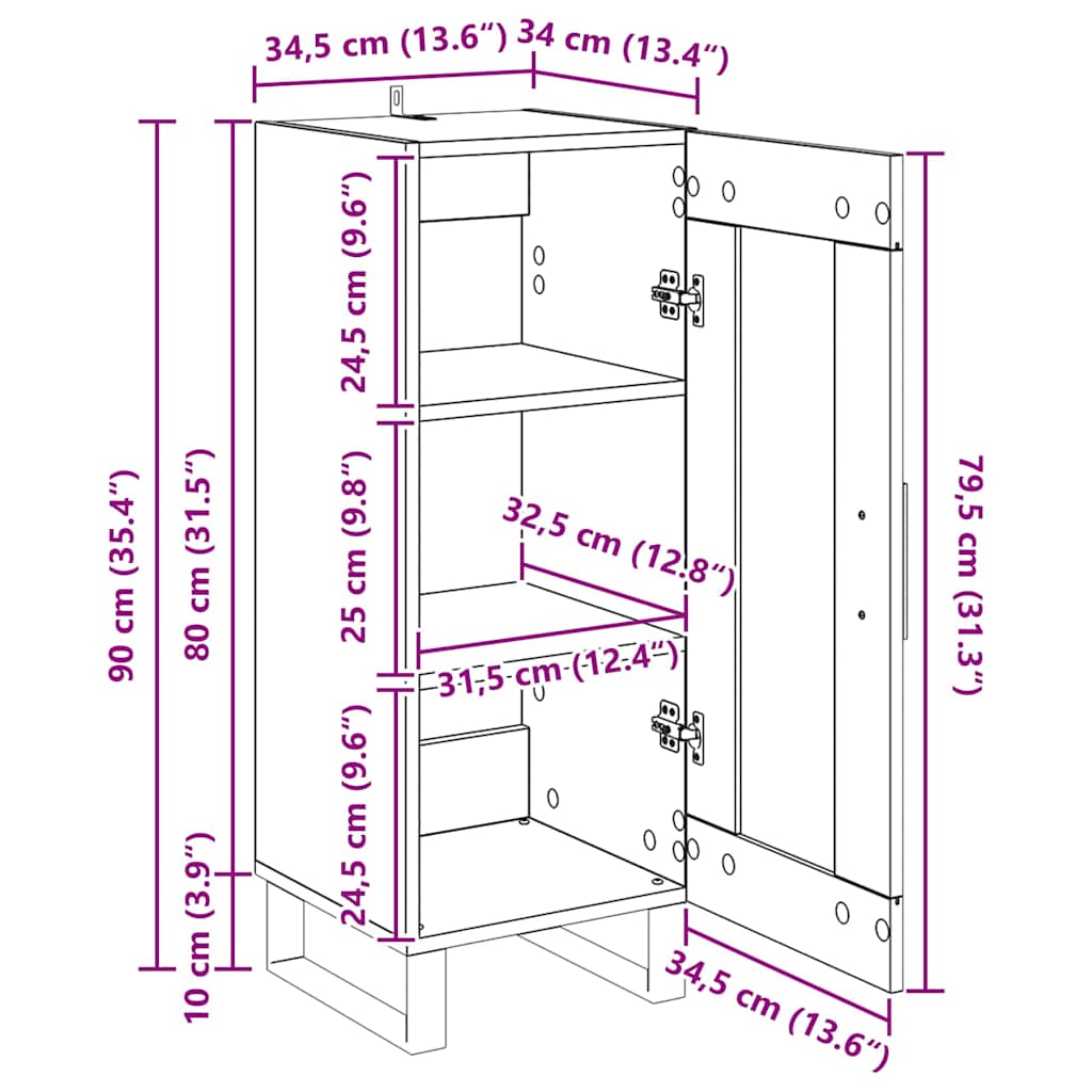 Kreveta Crni hrast 34,5 x 34 x 90 cm Obrađeno drvo i čelik