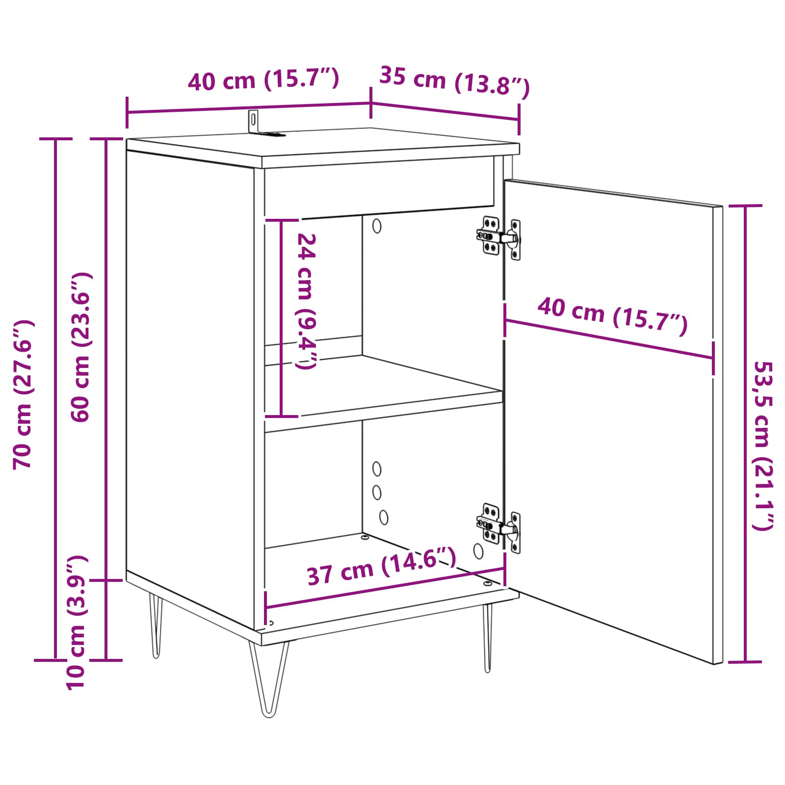 Kreveta Zidne Crni hrast 40 x 35 x 70 cm Konstruirano drvo