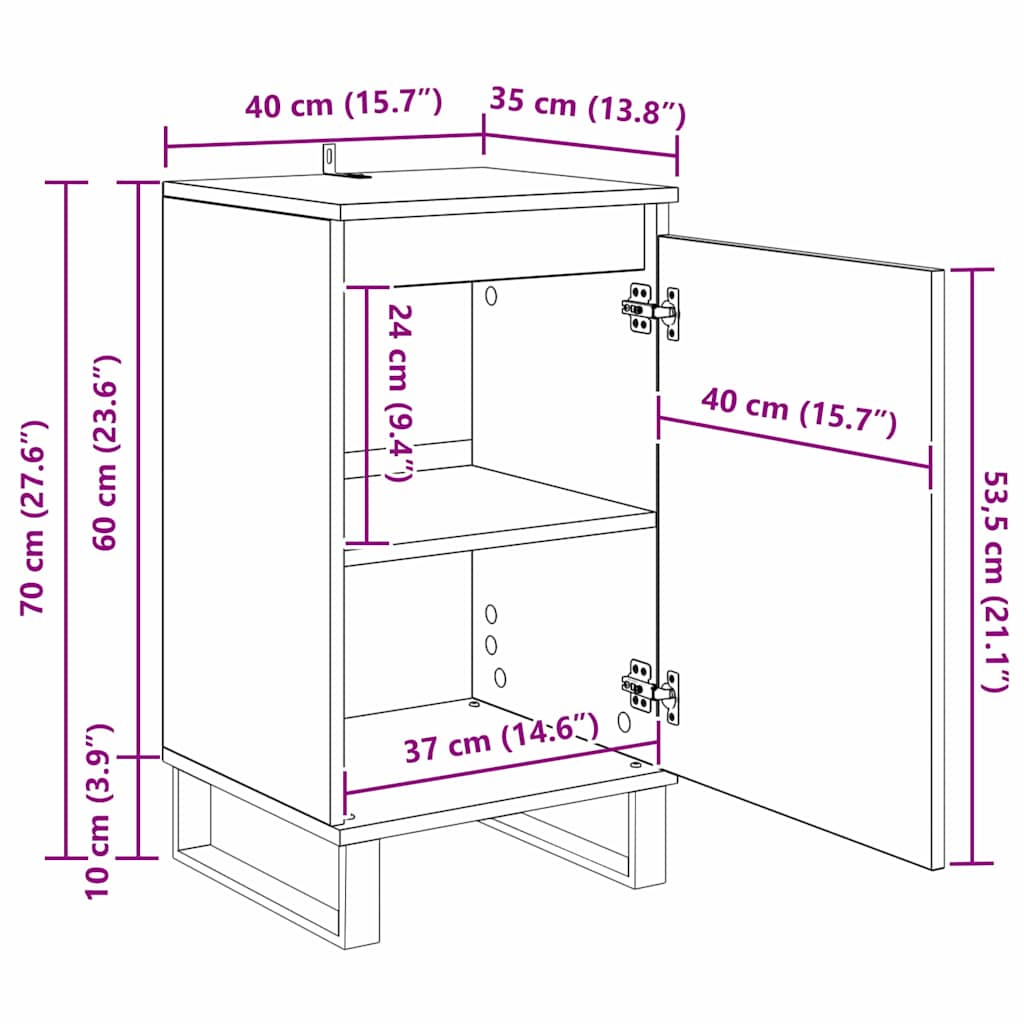 Kreveta Crni hrast 40 x 35 x 70 cm Konstruirano drvo