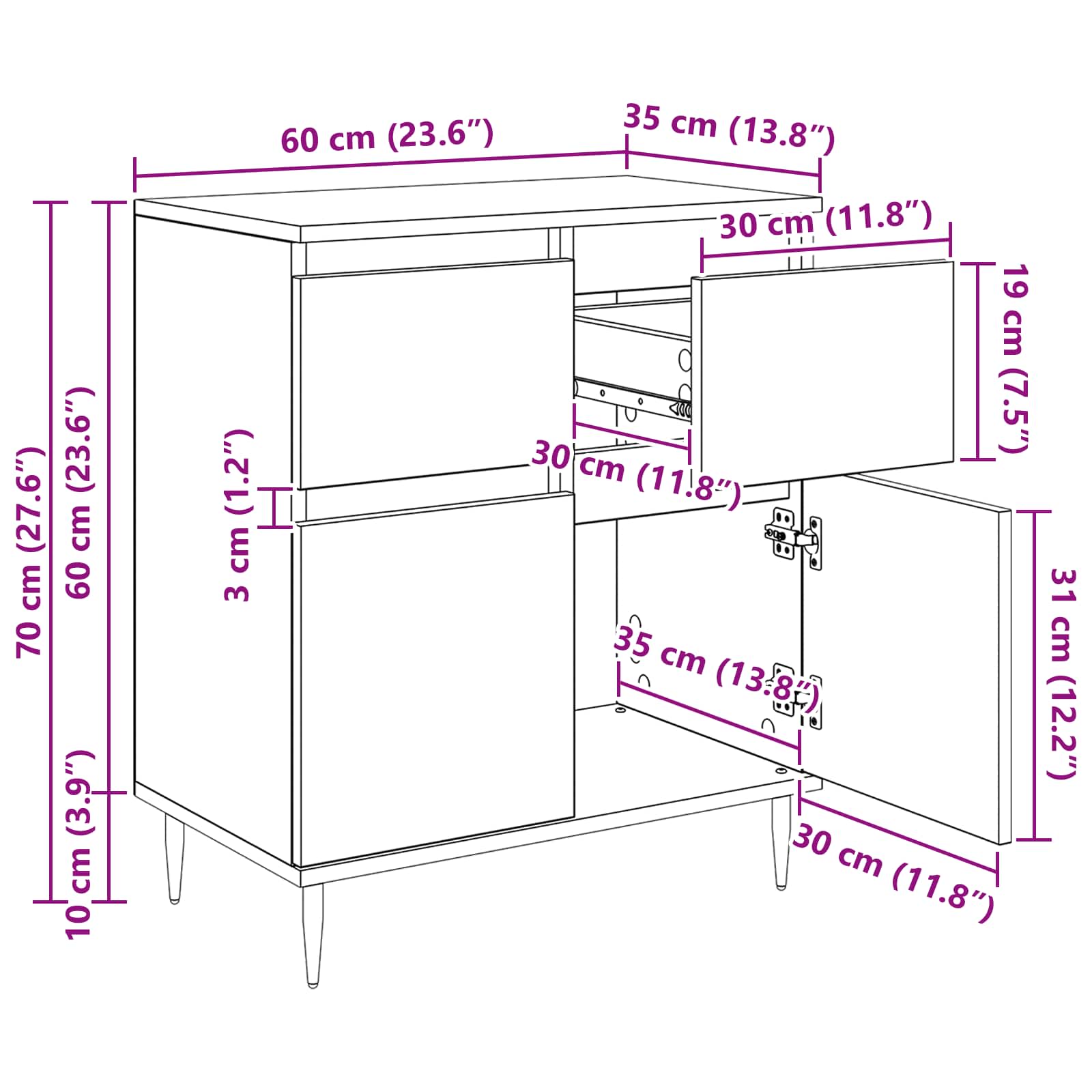 Kreveta Crni hrast 60 x 35 x 70 cm Obrađeno drvo i čelik