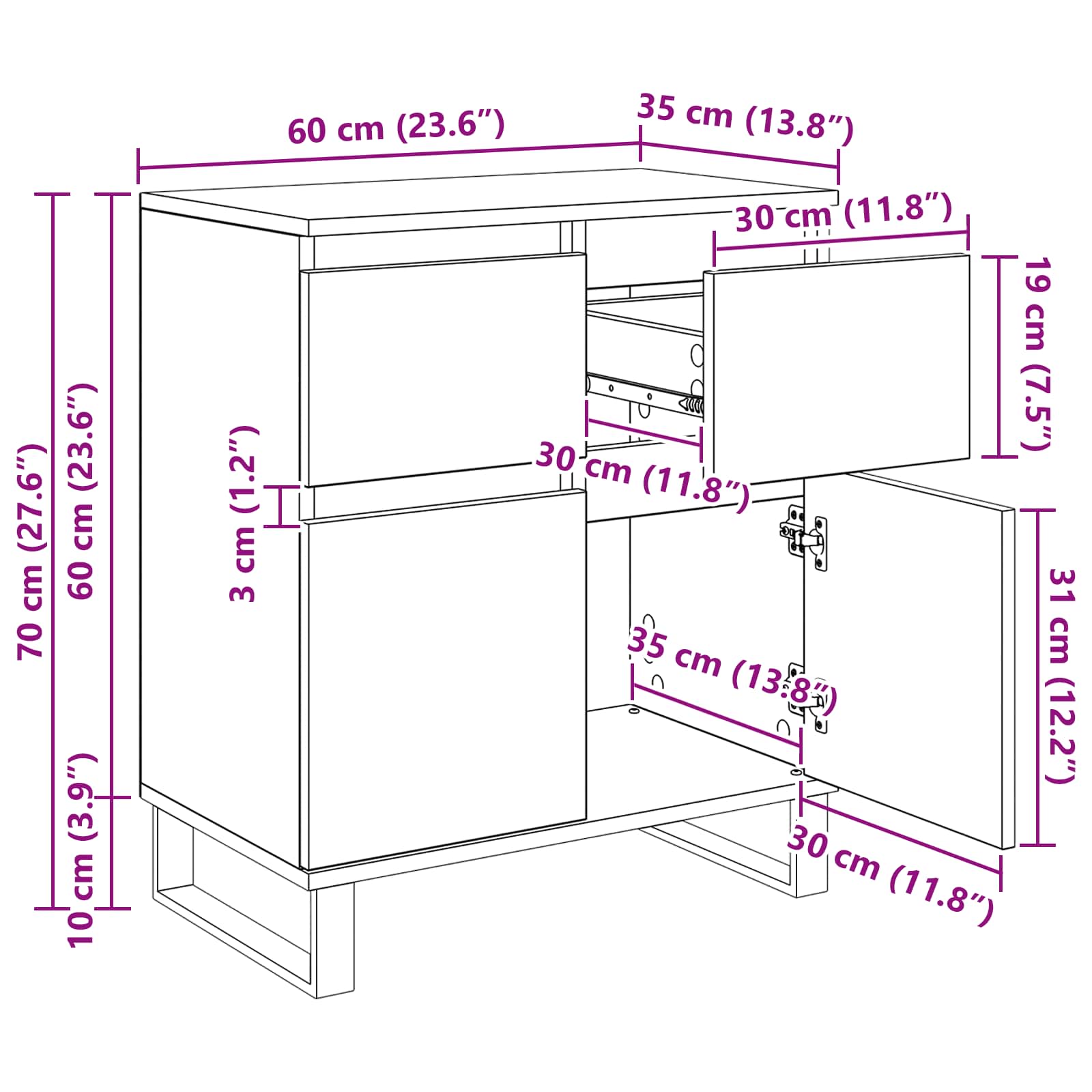 Kreveta Crni hrast 60 x 35 x 70 cm Obrađeno drvo i čelik