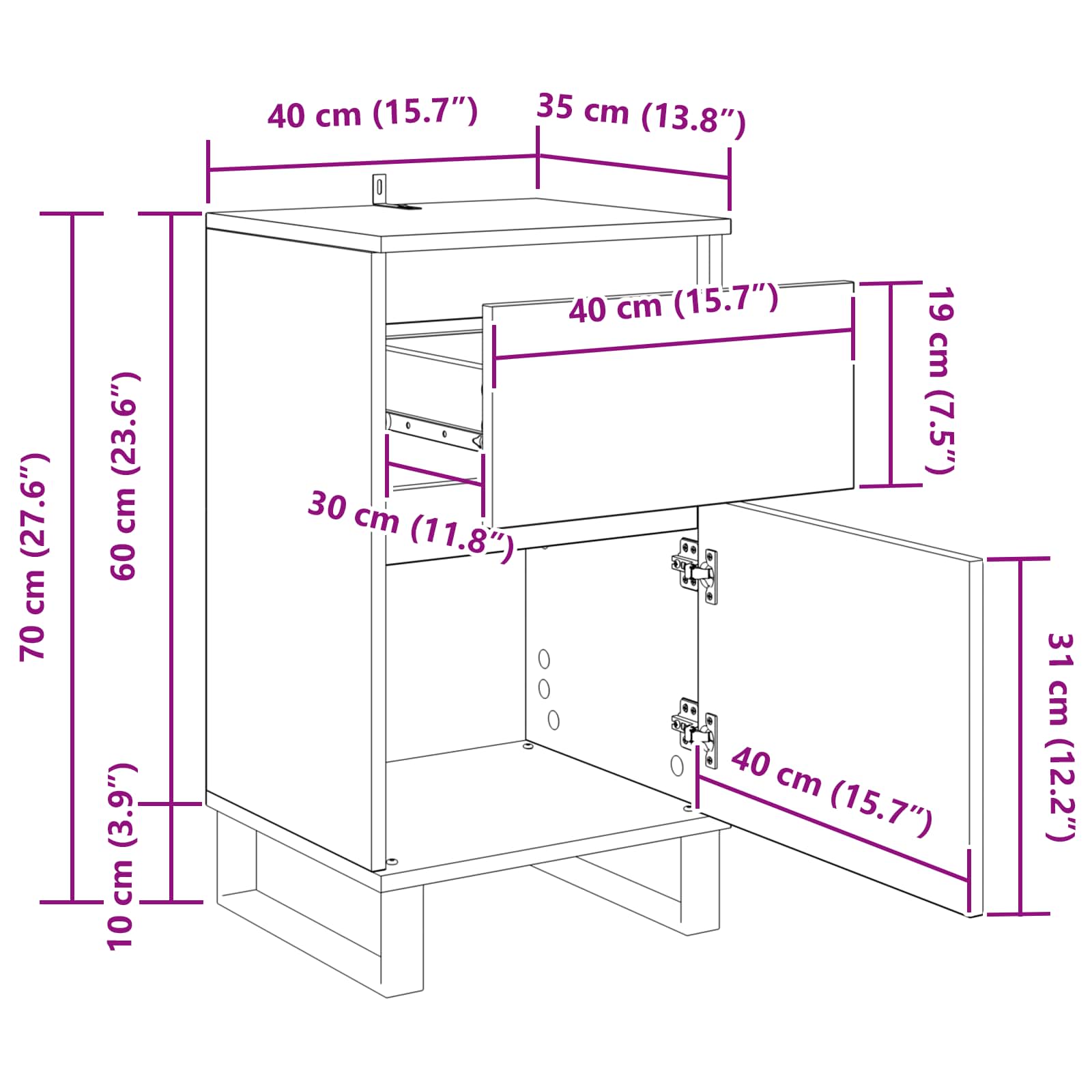 Kreveta s ladicama Staro drvo 35 x 40 x 70 cm Konstruirano drvo