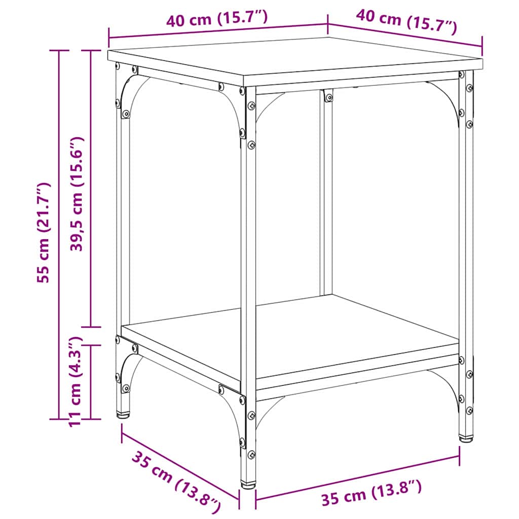 Kava Stol Crni hrast 40 x 40 x 55 cm Konstruirano drvo