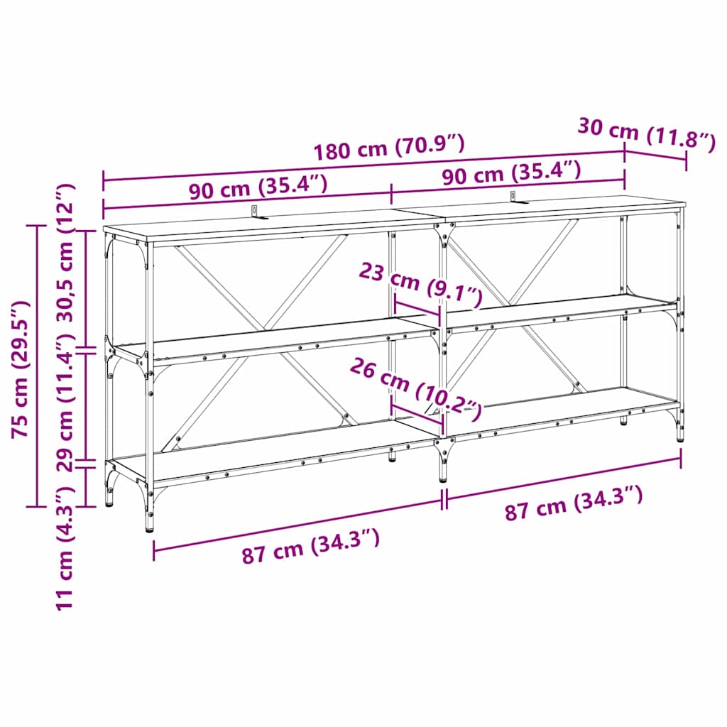 Konzolna stolica Crni hrast 180 x 30 x 75 cm Konstruirano drvo