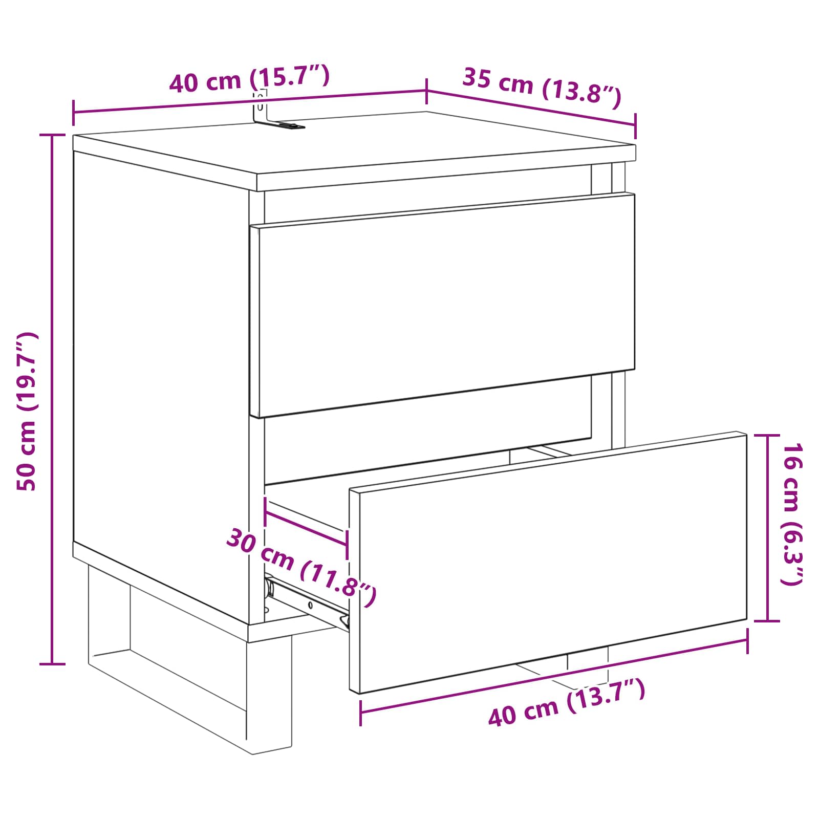 Noćni ormar Staro drvo 40 x 35 x 50 cm Konstruirano drvo