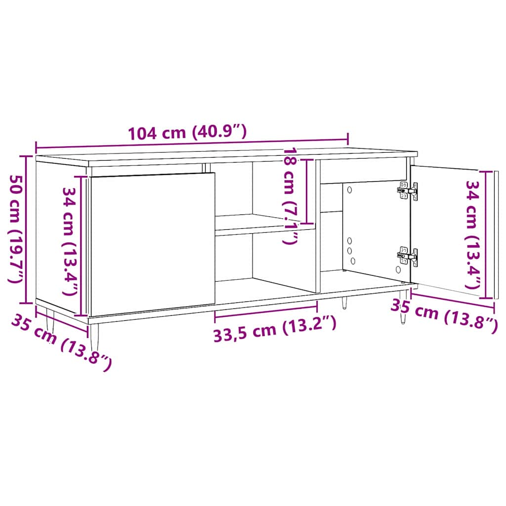 TV ormar Staro drvo 104 x 35 x 50 cm Konstruirano drvo