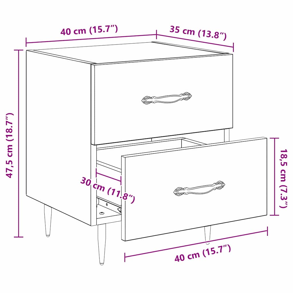 Noćni ormar Crni hrast 40 x 35 x 47,5 cm Konstruirano drvo