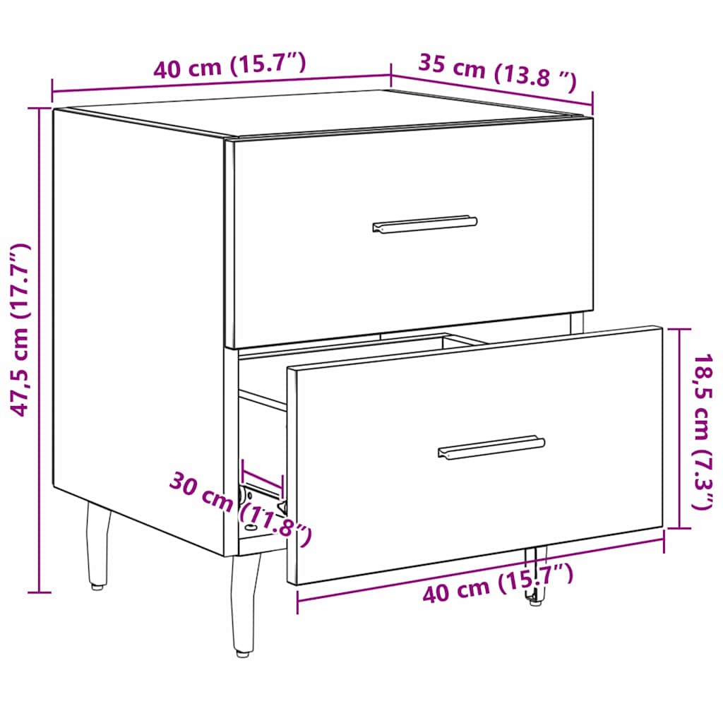 Noćni ormar Staro drvo 40 x 35 x 47,5 cm Konstruirano drvo