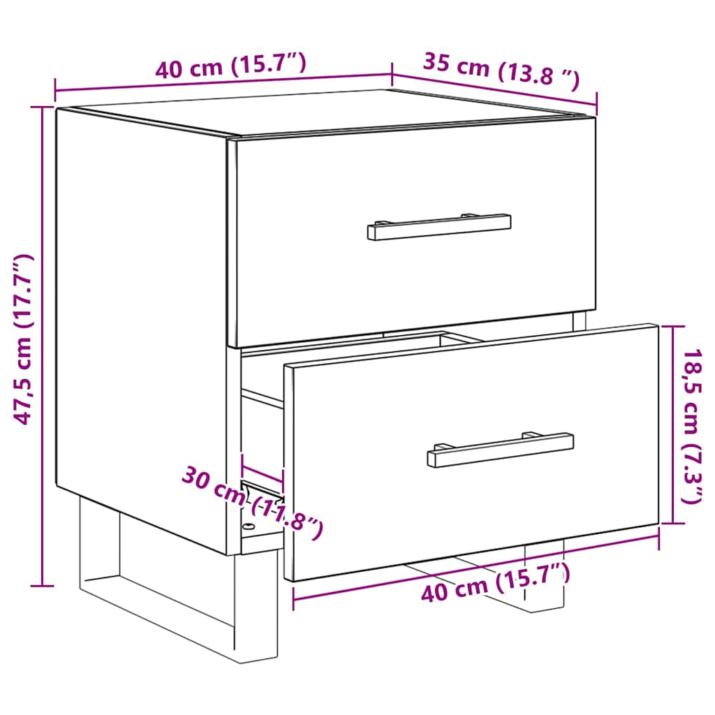 Noćni ormar Crni hrast 40 x 35 x 47,5 cm Konstruirano drvo
