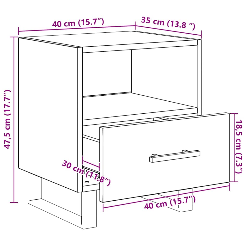 Noćni ormar Crni hrast 40 x 35 x 47,5 cm Konstruirano drvo