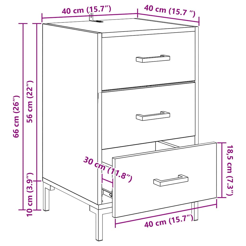 Noćni ormar Crni hrast 40 x 40 x 66 cm Konstruirano drvo