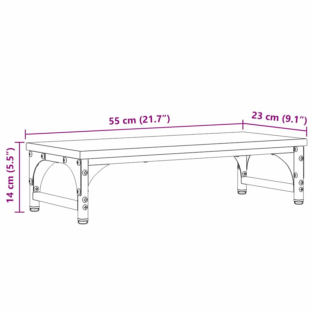 Stalak za Monitor Crni hrast 55 x 23 x 14 cm Konstruirano drvo