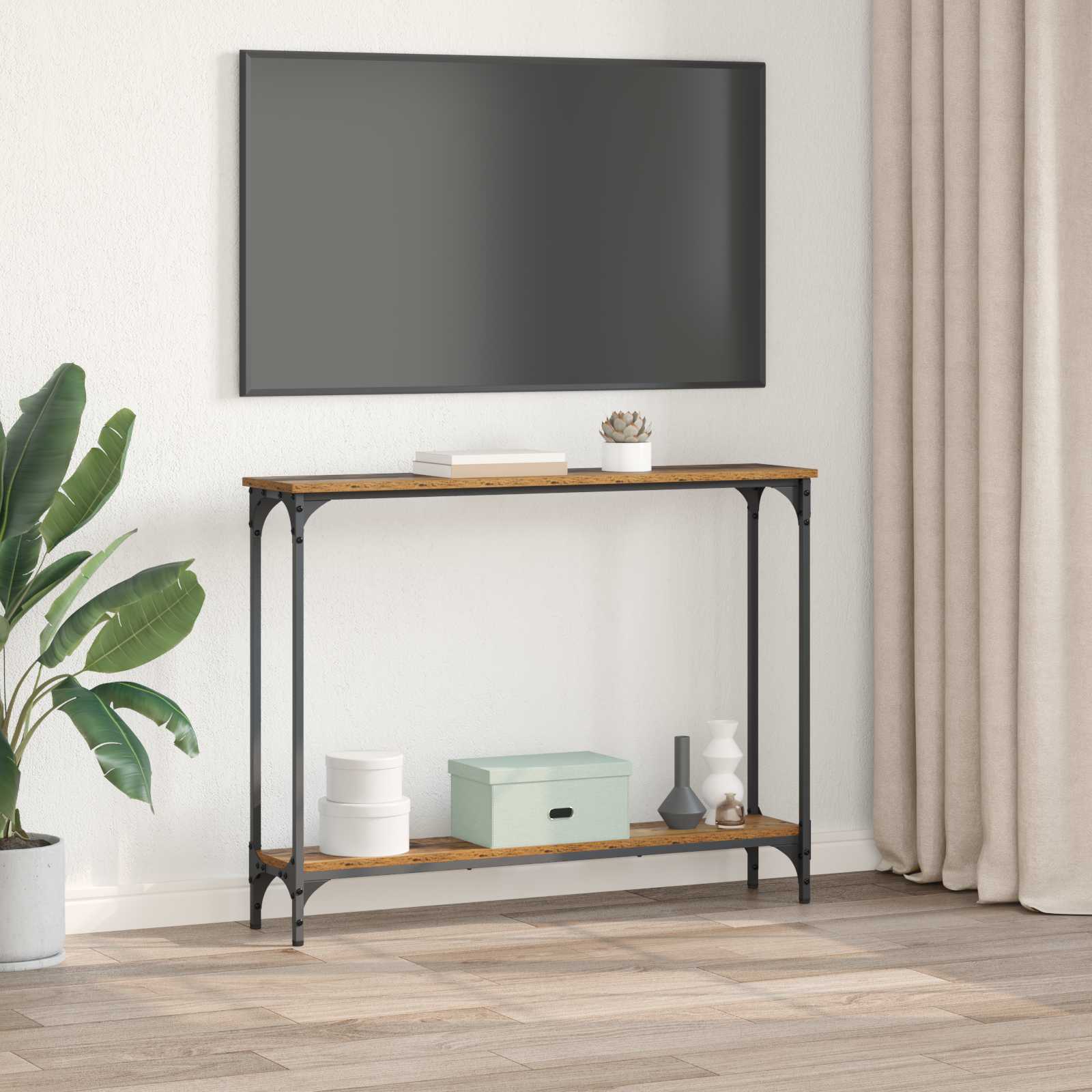 Konzolna stolica s policom Staro drvo 100 x 22,5 x 75 cm