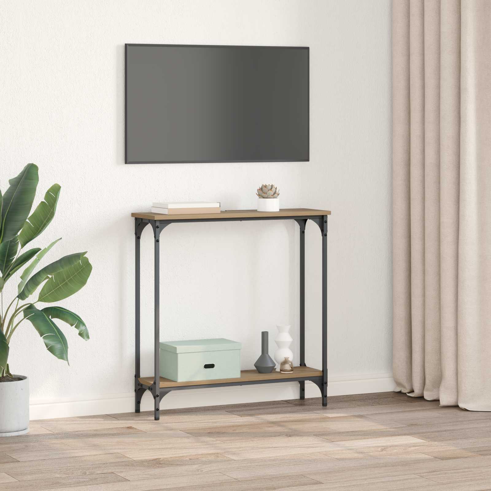Konzolna stolica s policom Umjetnički hrast 75 x 22,5 x 75 cm