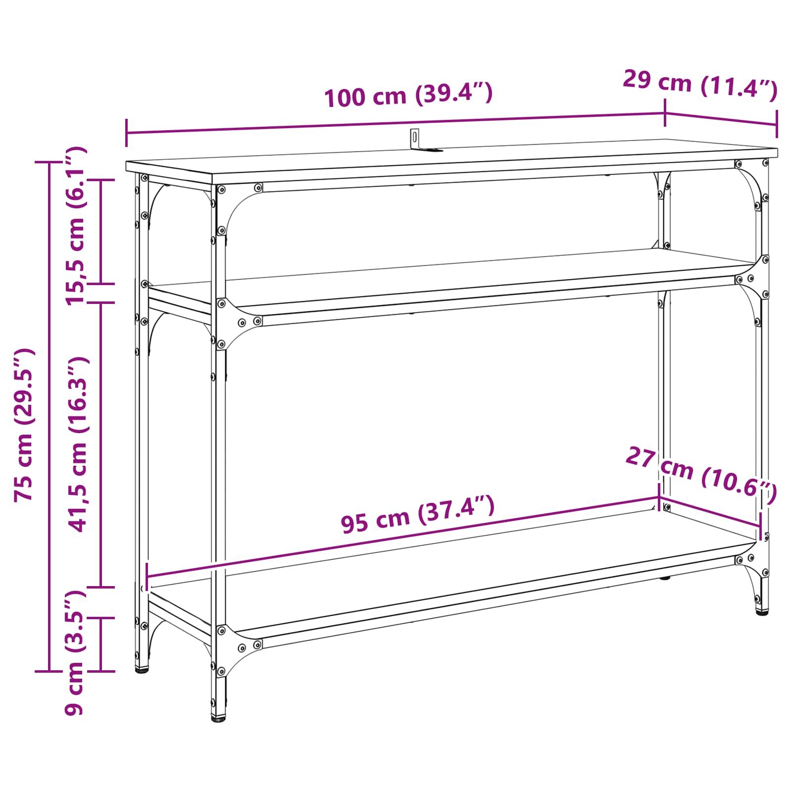 Konzolna stolica Staro drvo 100 x 29 x 75 cm Konstruirano drvo